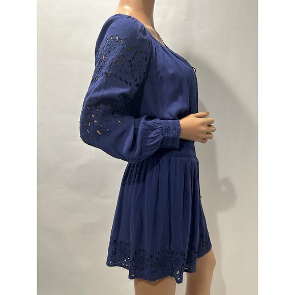 alice and olivia dress size 4 navy elastic waist %100 viscose - Picture 2 of 12